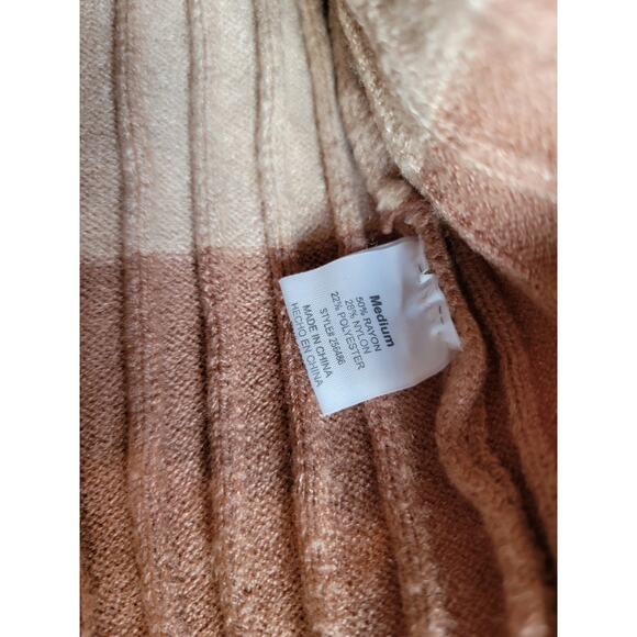 Poof Apparel Ribbed Earthy Striped VNeck Super Soft Pullover Fall Sweater Size M - Picture 4 of 5